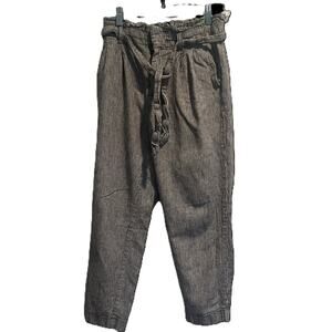 Loft Pants Womens Size XSP Gray White Striped Belted